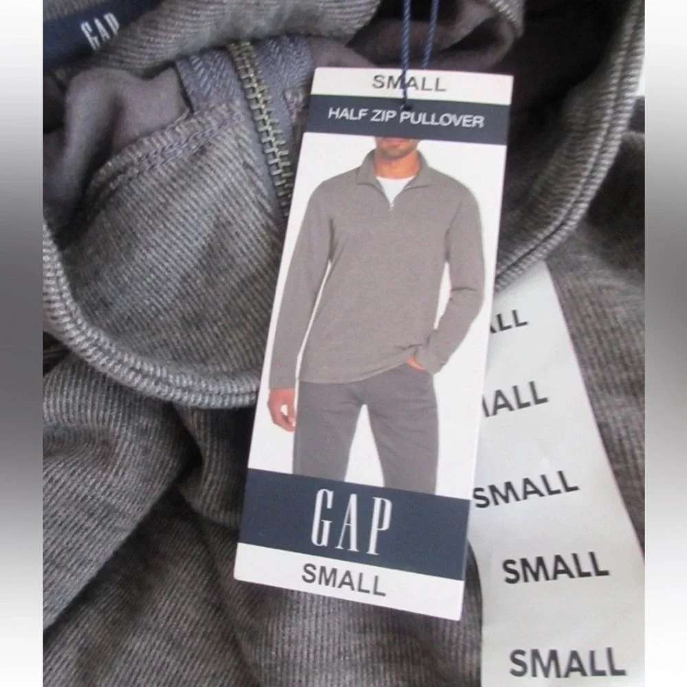 Gap Men's Long Sleeve Cozy/Soft Quarter Zip Mock Neck Pullover Gray Sz Small NWT